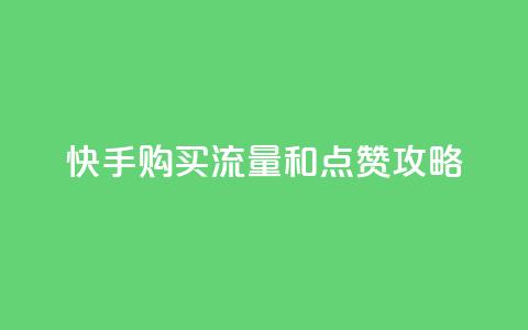 快手购买流量和点赞攻略 第1张