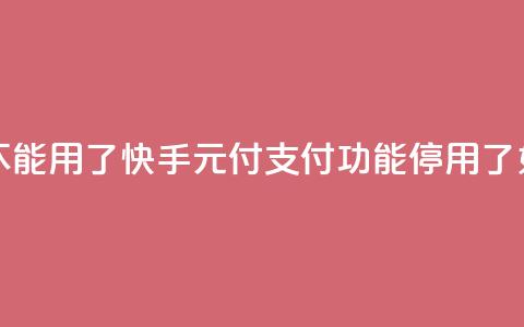 快手0元付怎么不能用了 - 快手0元付支付功能停用了，如何解决？	。 第1张