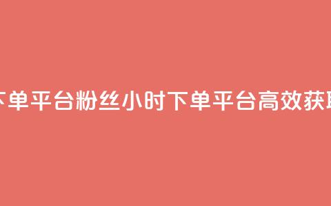 dy24小时下单平台粉丝(dy24小时下单平台，高效获取粉丝) 第1张