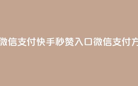 快手秒赞入口微信支付 - 快手秒赞入口微信支付方式详解。 第1张