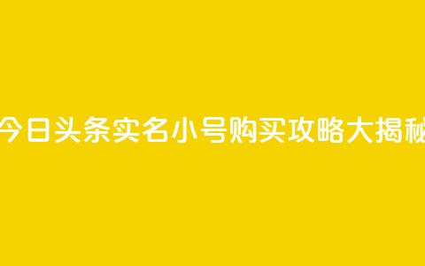 今日头条实名小号购买攻略大揭秘 第1张 今日头条实名小号购买攻略大揭秘 第1张