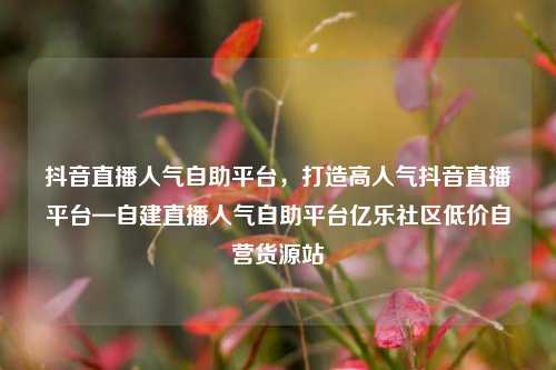 抖音直播人气自助平台，打造高人气抖音直播平台—自建直播人气自助平台亿乐社区低价自营货源站  第1张