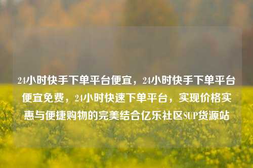 24小时快手下单平台便宜，24小时快手下单平台便宜免费，24小时快速下单平台	，实现价格实惠与便捷购物的完美结合亿乐社区SUP货源站  第1张