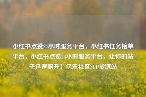 小红书点赞24小时服务平台，小红书任务接单平台，小红书点赞24小时服务平台	，让你的帖子迅速飙升！亿乐社区SUP货源站  第1张