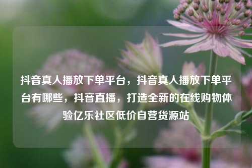 抖音真人播放下单平台，抖音真人播放下单平台有哪些，抖音直播	，打造全新的在线购物体验亿乐社区低价自营货源站  第1张